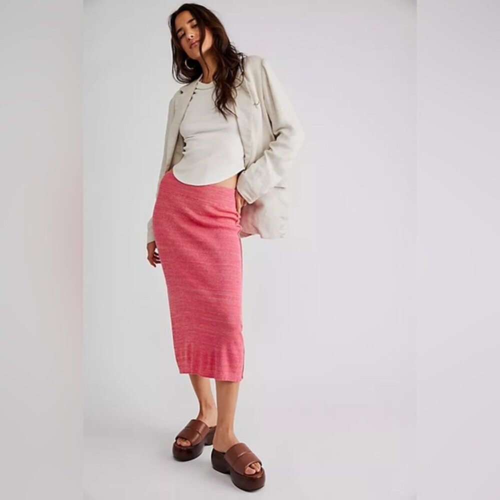 Free People Golden Hour Midi Skirt Camelia Combo NWT
